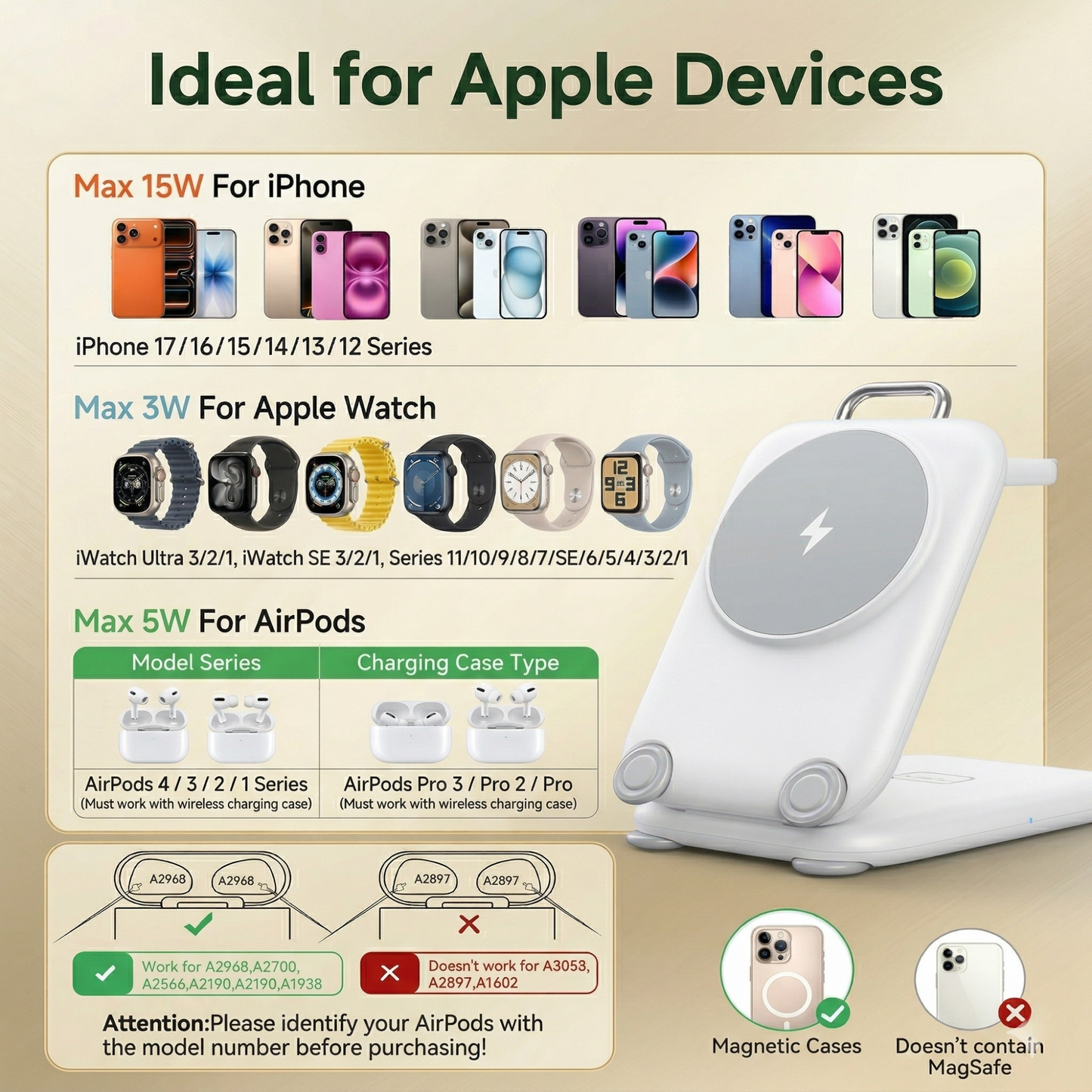 3-in-1 Suitcase-Style Wireless Charger